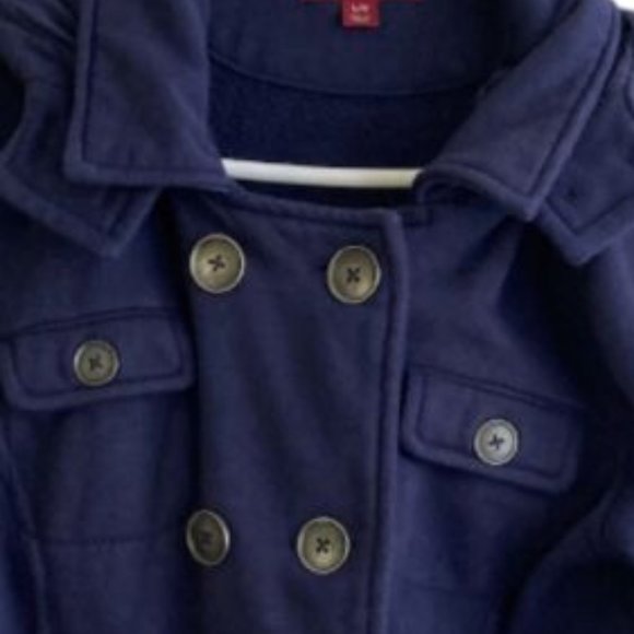 Merona Womens Blue Fleece Jacket Hooded Buttoned SZ L Front Pockets - Picture 3 of 5